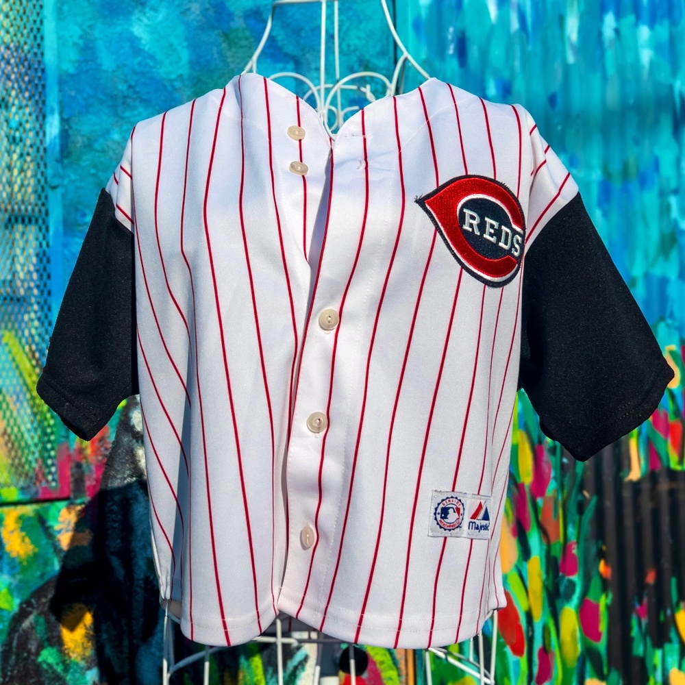 CINCINNATI REDS MLB Vintage Crop Top Baseball Jersey size Small